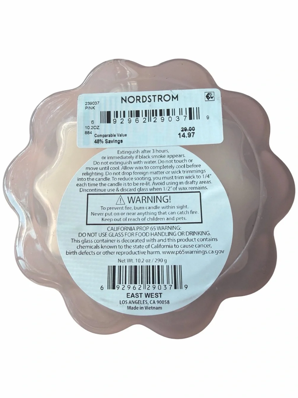Portofino Candles Victorian Rose Artisan Scented Milk Glass Candle 10.2 oz. NWT